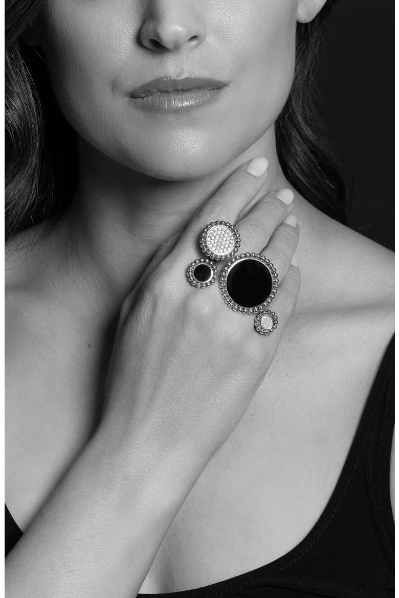 Maya Diamond Circle Statement Ring, Alternate, color, SILVER/ ONYX