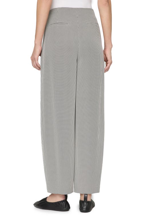 Lafayette 148 New York Cooper Pleated Houndstooth Barrel Leg Pants In Gray
