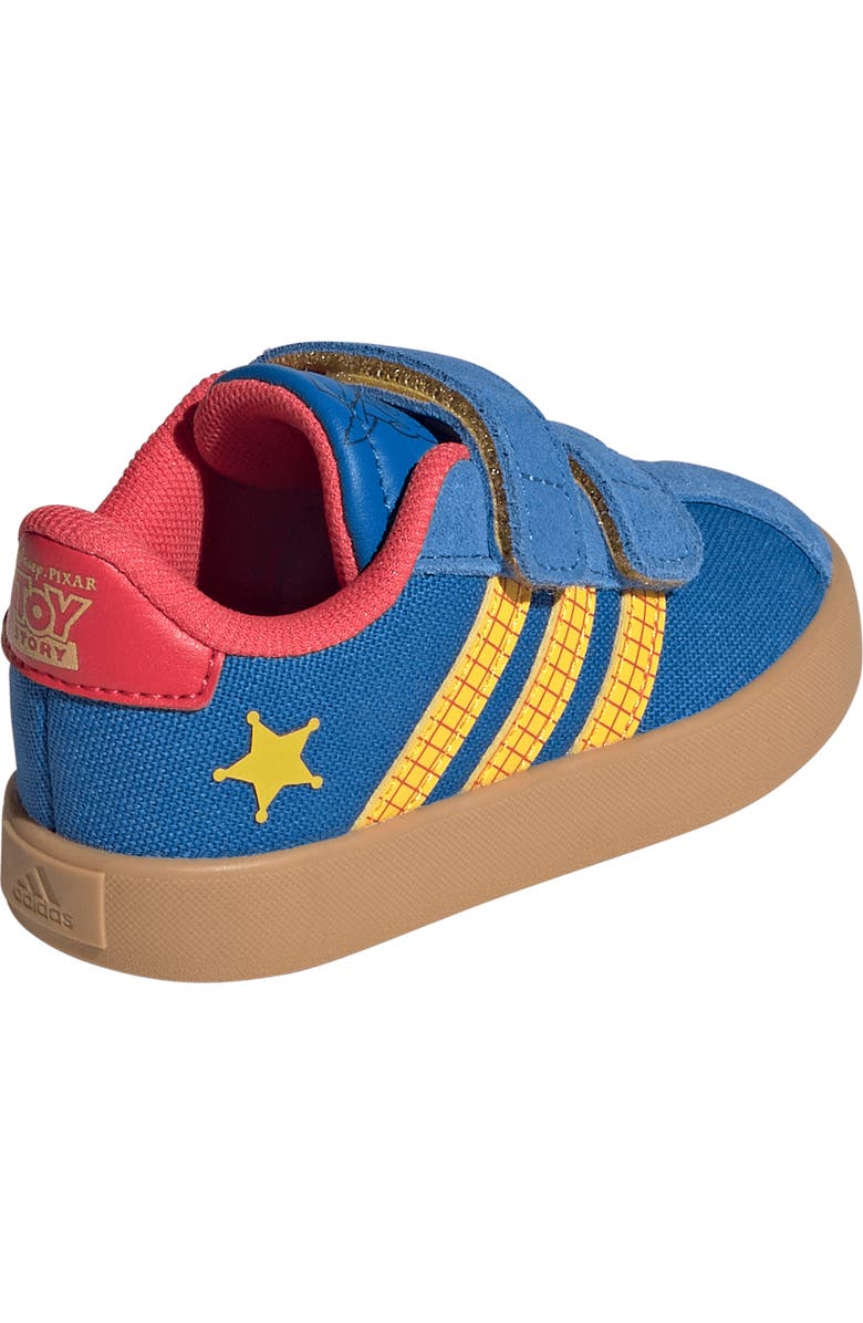adidas Kids' VL Court Woody Toy Story Sneaker, Alternate, color, Royal/ Gold/ Lucid Red