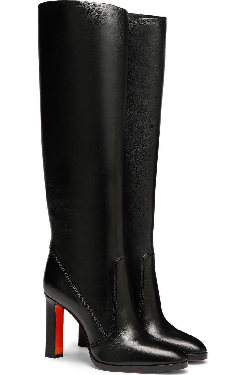 Santoni Women's leather high-heel boot, Main, color, Black