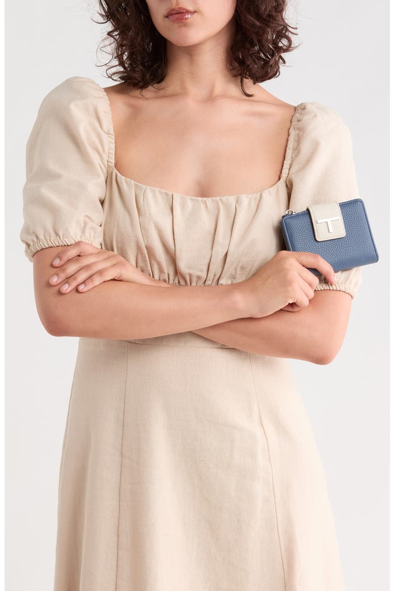 Daniela French Faux Leather Wallet, Alternate, color, LAKE BLOCK