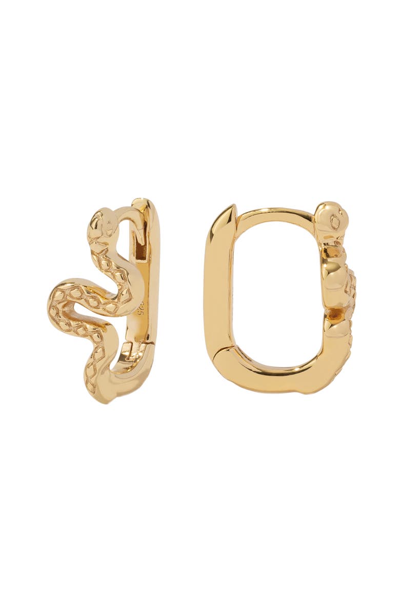 Snake Huggie Hoop Earrings, Main, color, GOLD