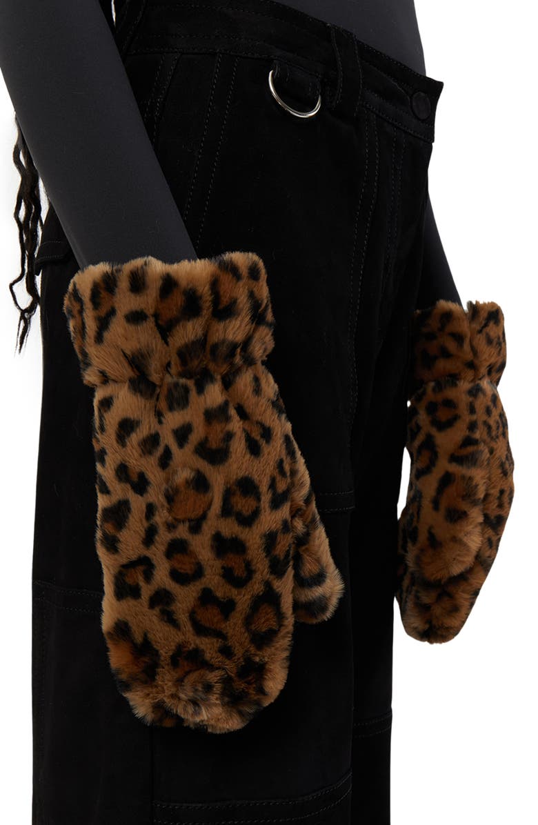 Apparis Coco Faux Fur Mittens, Main, color, 