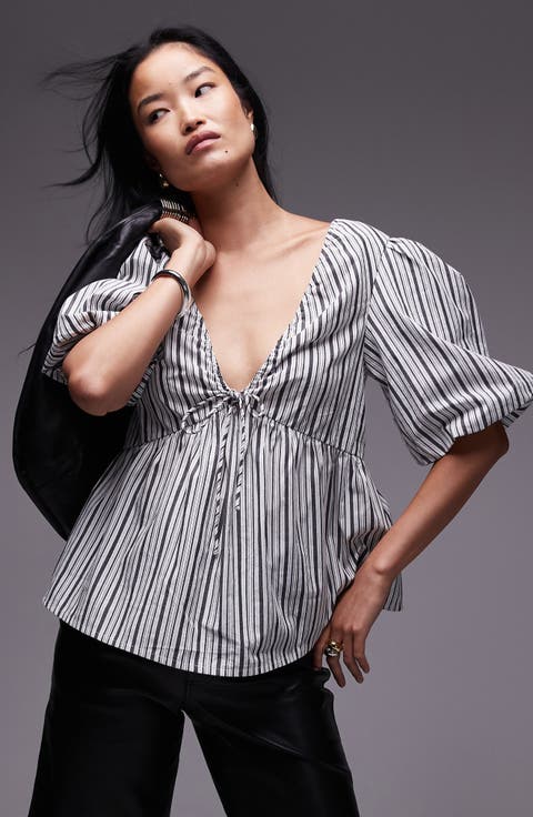 Poplin Puff Sleeve Top