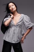 Topshop Poplin Puff Sleeve Top