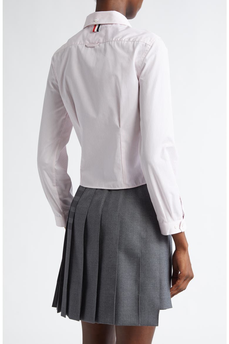 Stripe Crop Cotton Button-Up Shirt, Alternate, color, LIGHT PINK