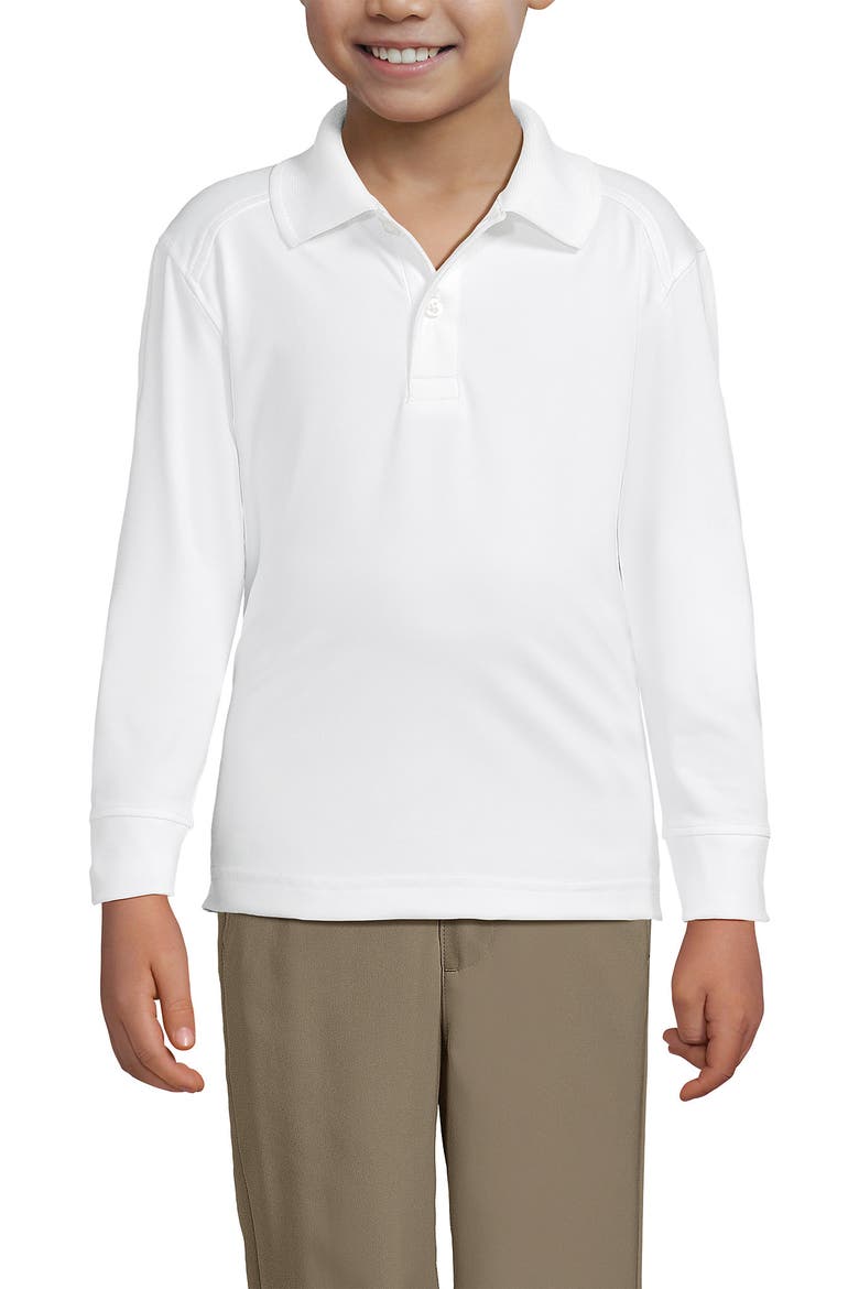 School Uniform Kids Long Sleeve Rapid Dry Polo Shirt, Alternate, color, White