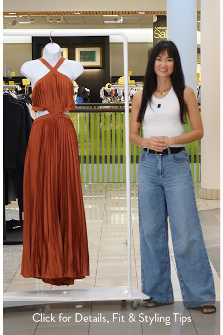 Vera Pleated Cutout Satin Maxi Dress video