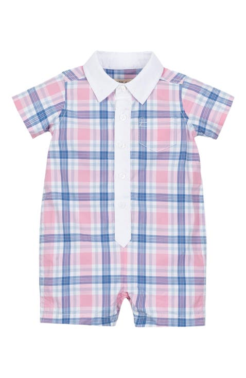 Baby Poplin Button Front Romper, Infant