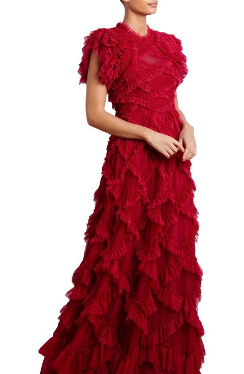 Genevieve Ruffle Short Sleeve Maxi Gown