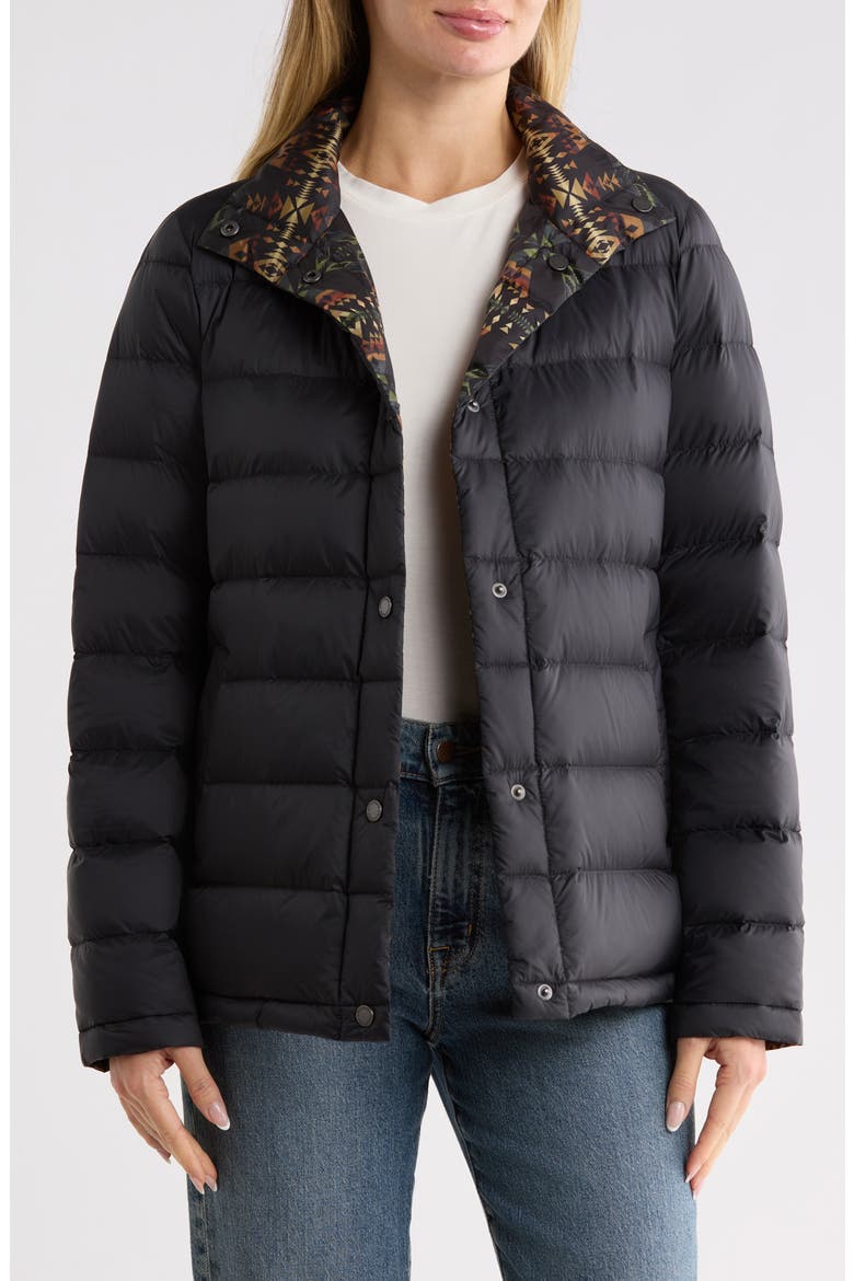 Reversible Snap Front Puffer Jacket, Alternate, color, BLACK/ DIAMOND PEAK