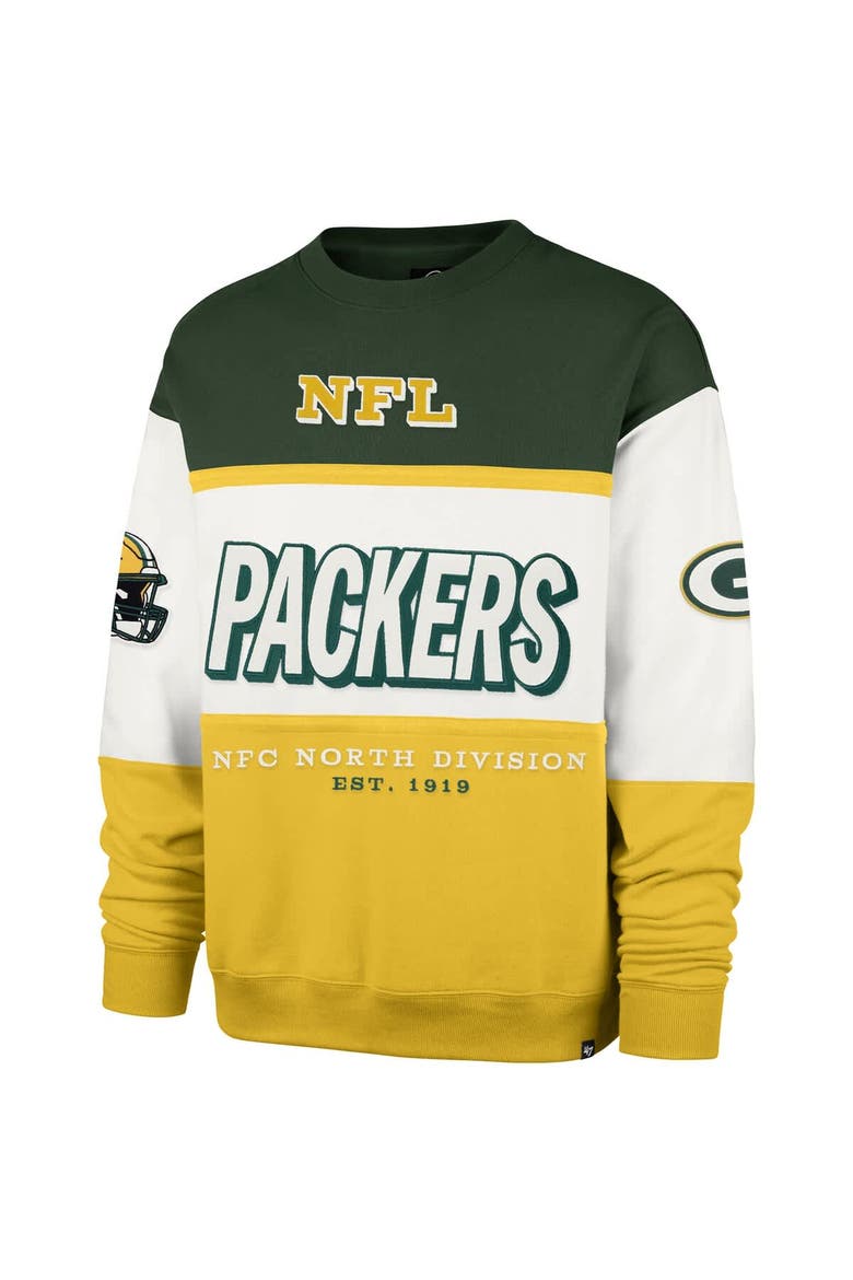 Men's '47 Green/Gold Green Bay Packers Breeze Maximalist Sweatshirt, Alternate, color, Green