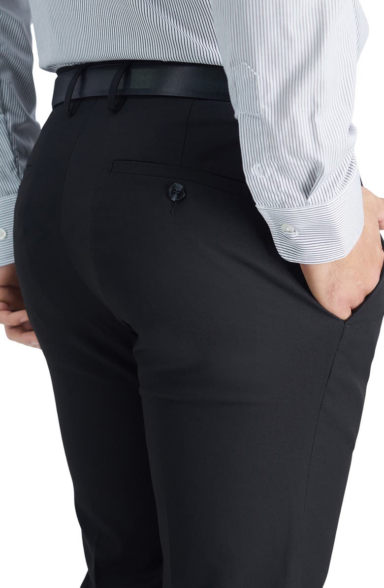 Kenneth Cole Reaction Sharkskin Slim Fit Stretch Dress Pant, Alternate, color, Black