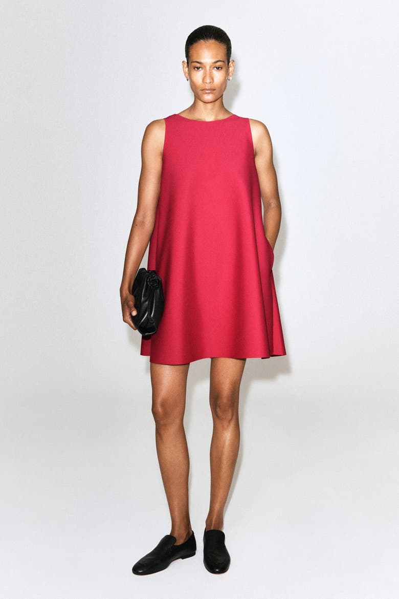 Scuba Knit A-line Mini Dress, Alternate, color, RED