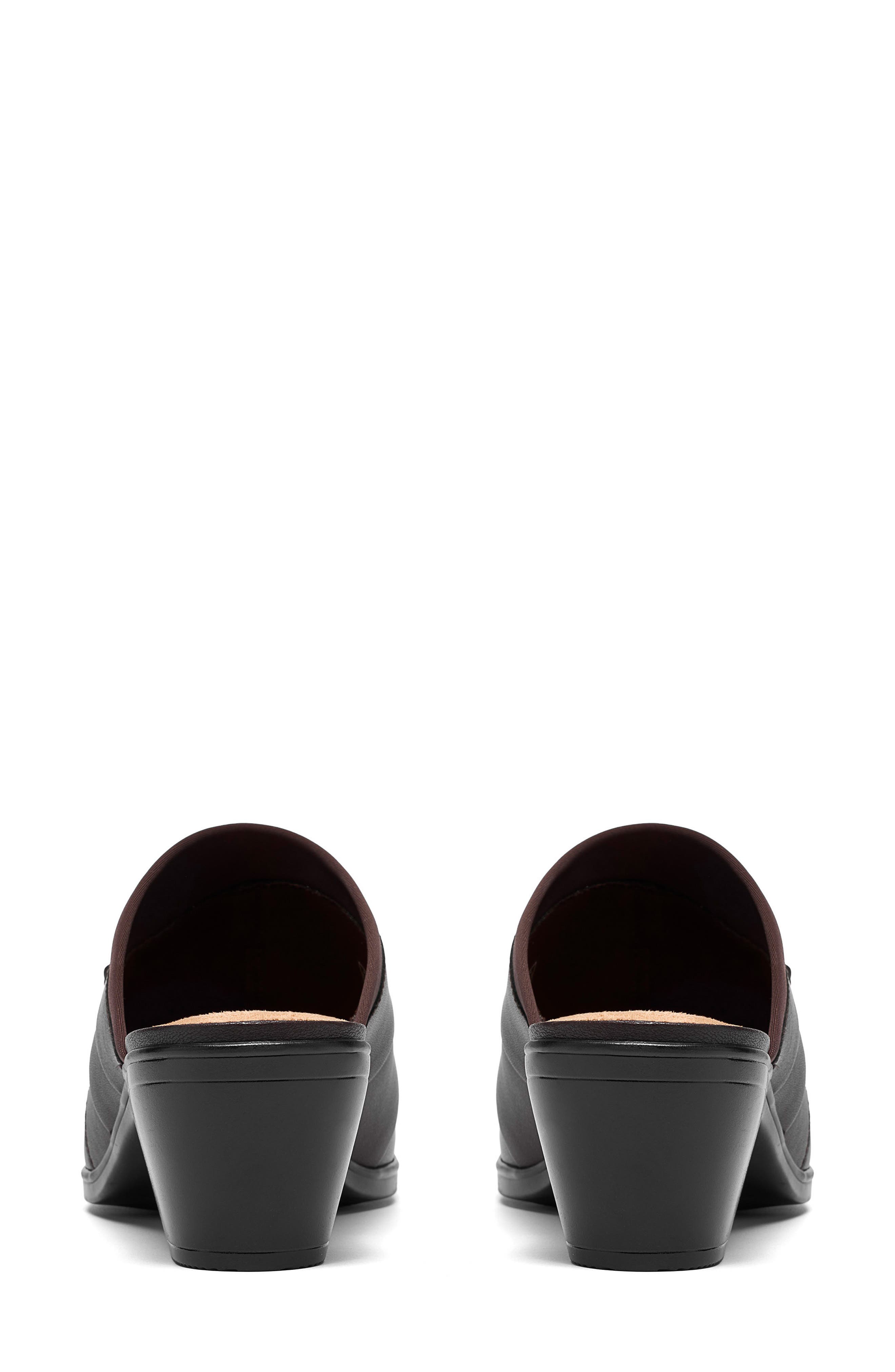 Emily 2 Eliza Leather Heeled Mule, Alternate, color, DARK BROWN LEA