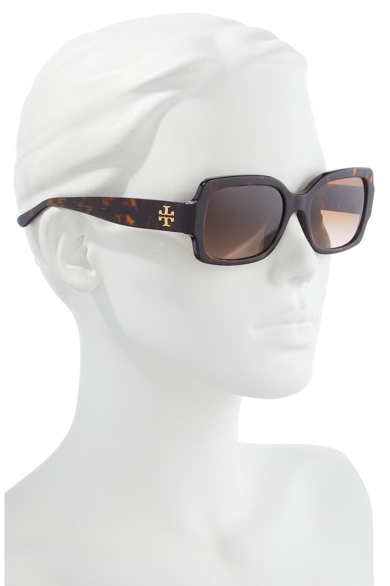 55mm Rectangle Sunglasses, Alternate, color, DARK TORTOISE
