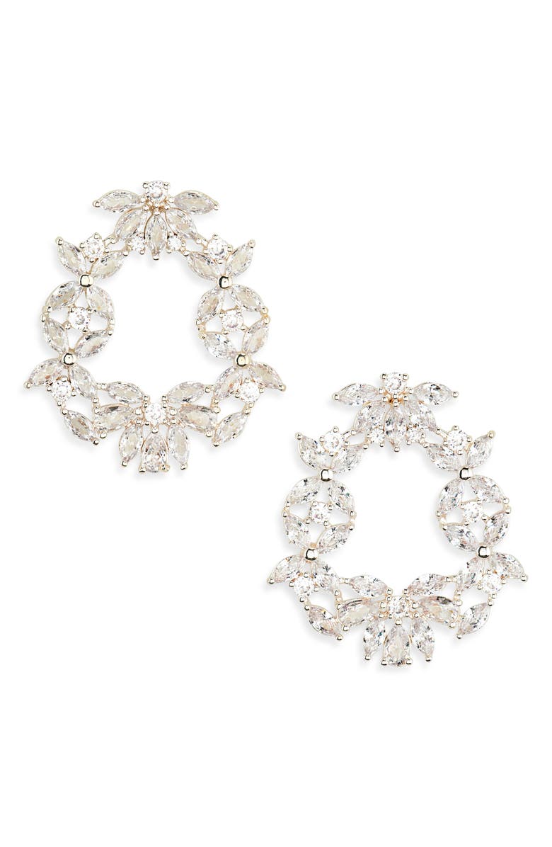 Tasha CZ Cluster Open Circle Earrings, Main, color, Silver Cz