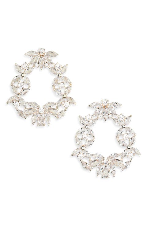 CZ Cluster Open Circle Earrings
