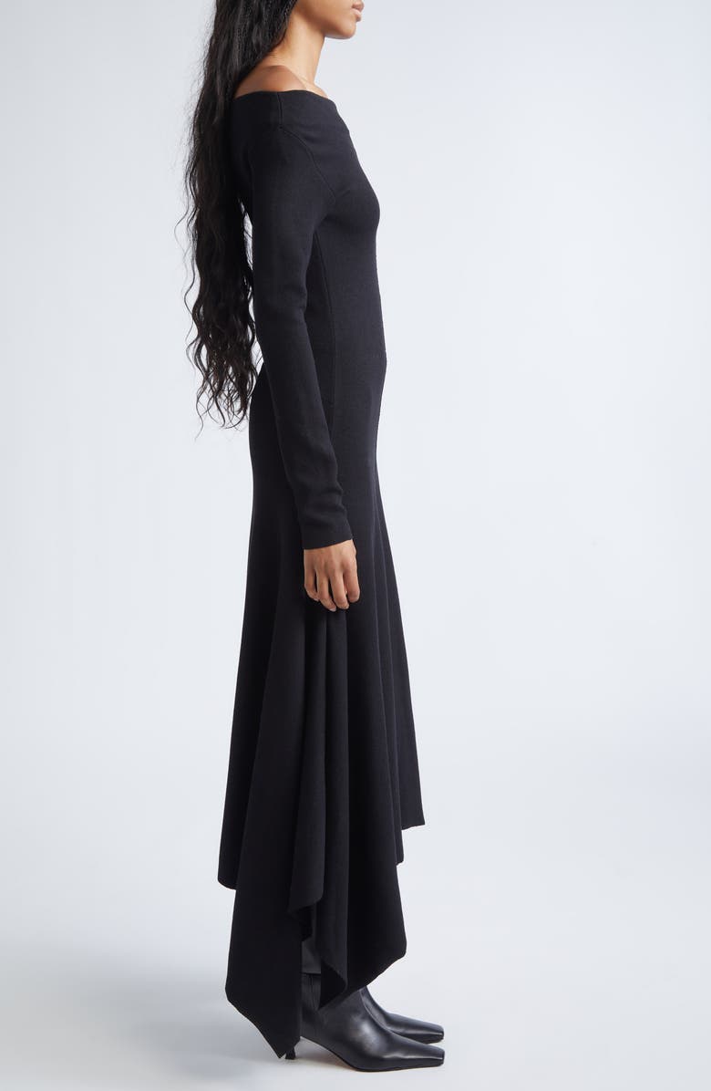 Proenza Schouler Romi Off The Shoulder Long Sleeve Dress, Alternate, color, Black