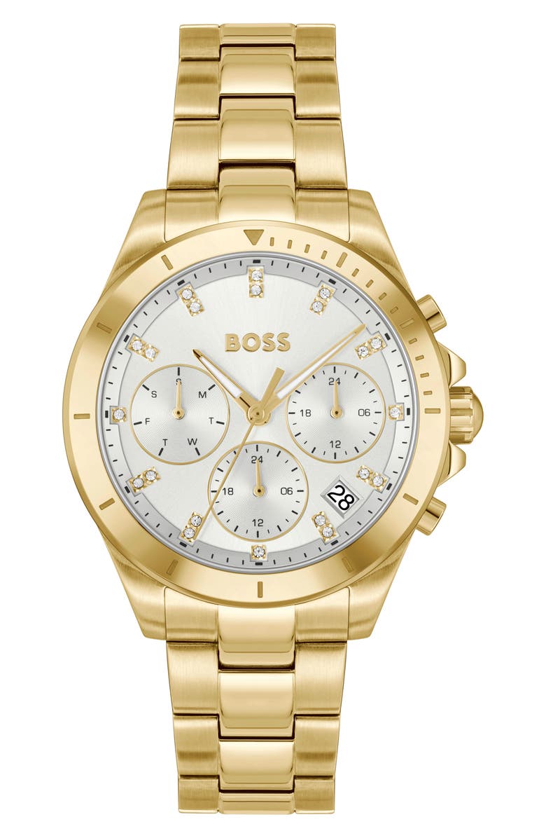 BOSS Alley Chronograph Bracelet Watch, 36mm, Main, color, Silver/ Gold