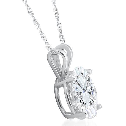 Bliss Diamond Certified 3ct Oval Diamond Solitaire Certified Lab Grown Diamond Pendant Necklace In 14k White Gold