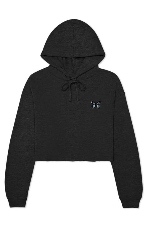 Dalix Butterfly Cropped Hoodie In Dark Heather