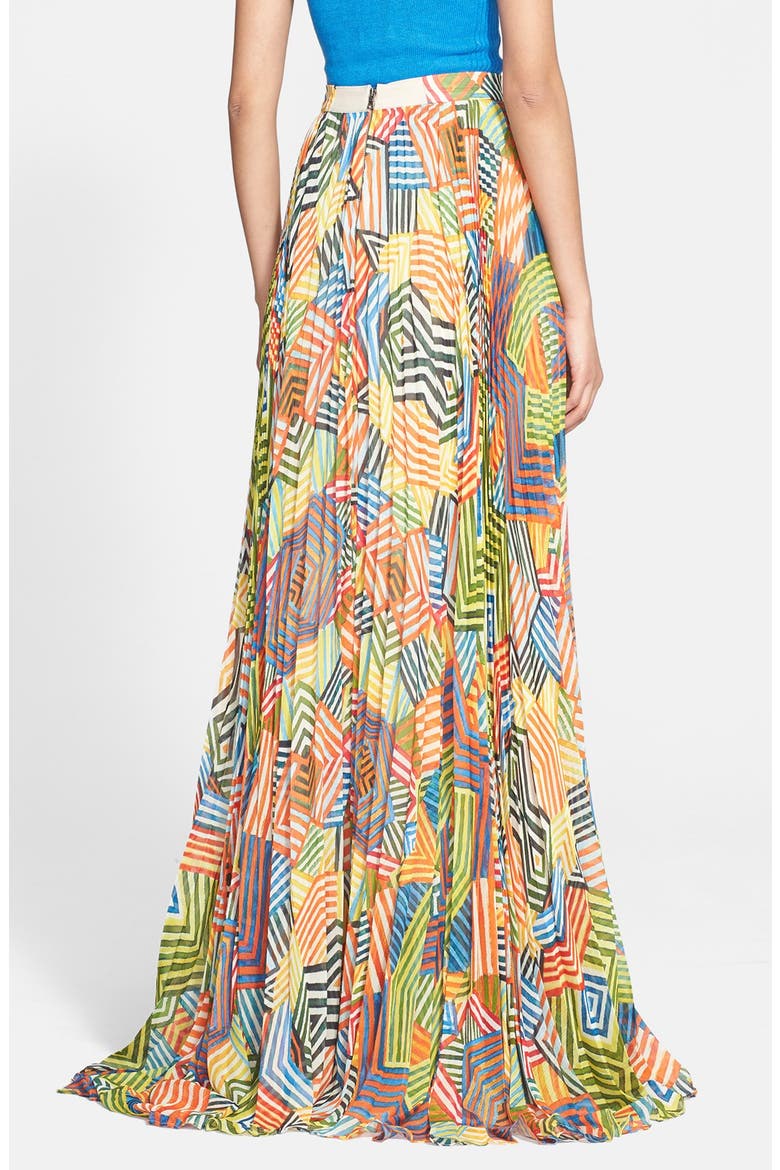 'Shannon' Pleated Maxi Skirt, Alternate, color, COLLAGE STRIPE