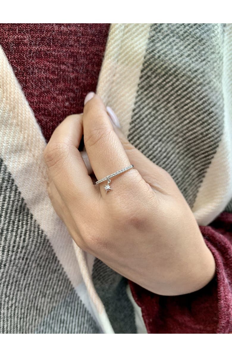 LuvMyJewelry Little North Star Sterling Silver Diamond Charm Ring, Alternate, color, 