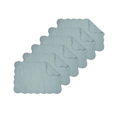 C & F Home C&f Home Christiana Breeze Reversible Machine Washable Scallop Quilt Placemats Set Of 6 In Blue