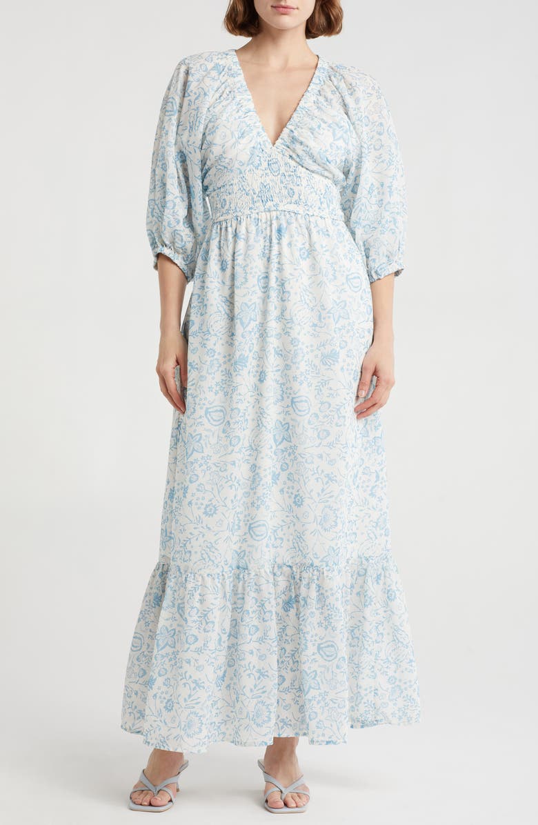 WISHLIST Floral Balloon Sleeve Empire Waist Maxi Dress