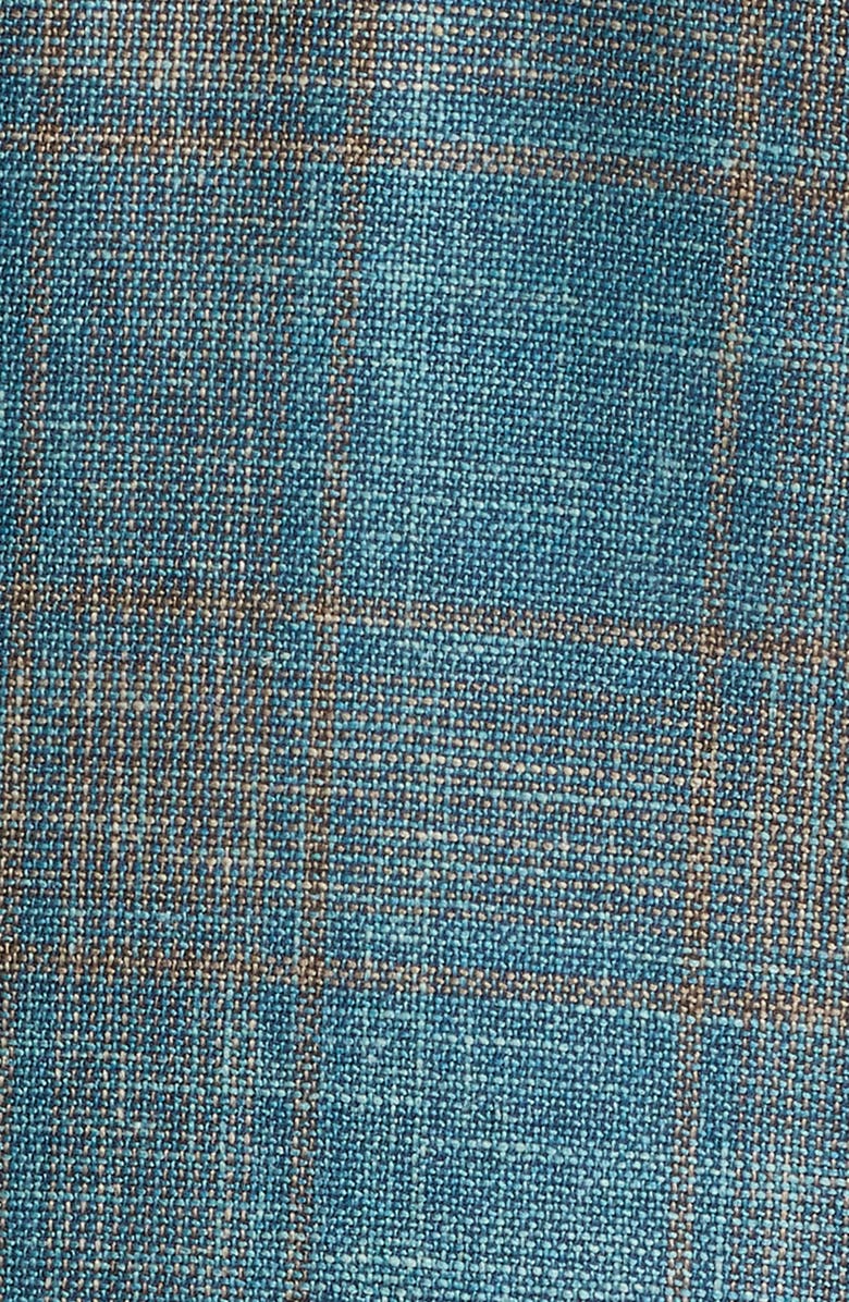 Jack Victor Hampton Teal Plaid Wool & Silk Blend Sport Coat, Alternate, color, Teal
