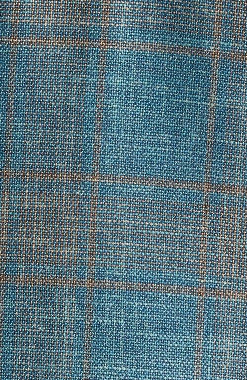 Jack Victor Hampton Teal Plaid Wool & Silk Blend Sport Coat