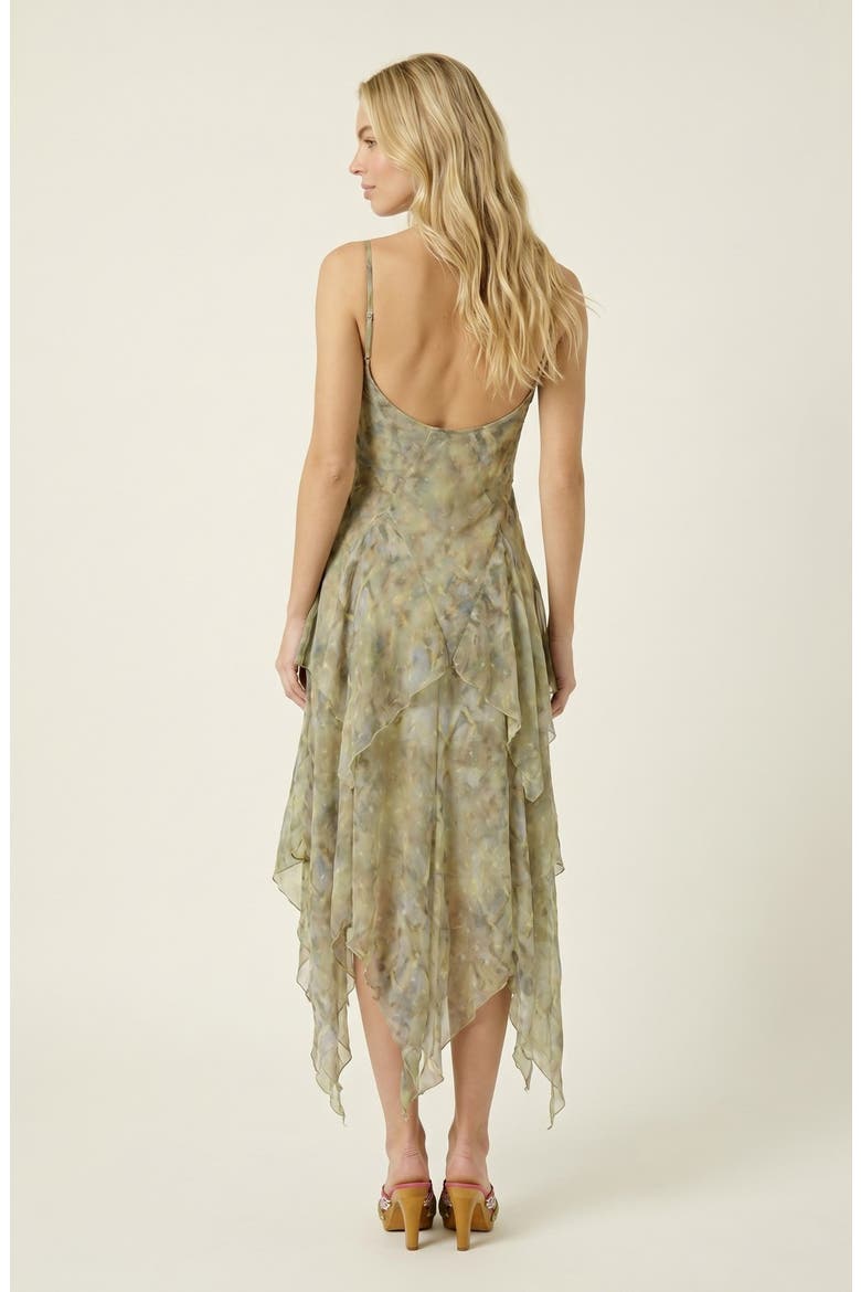 Sheer Ruffle Midi Dress, Alternate, color, Green