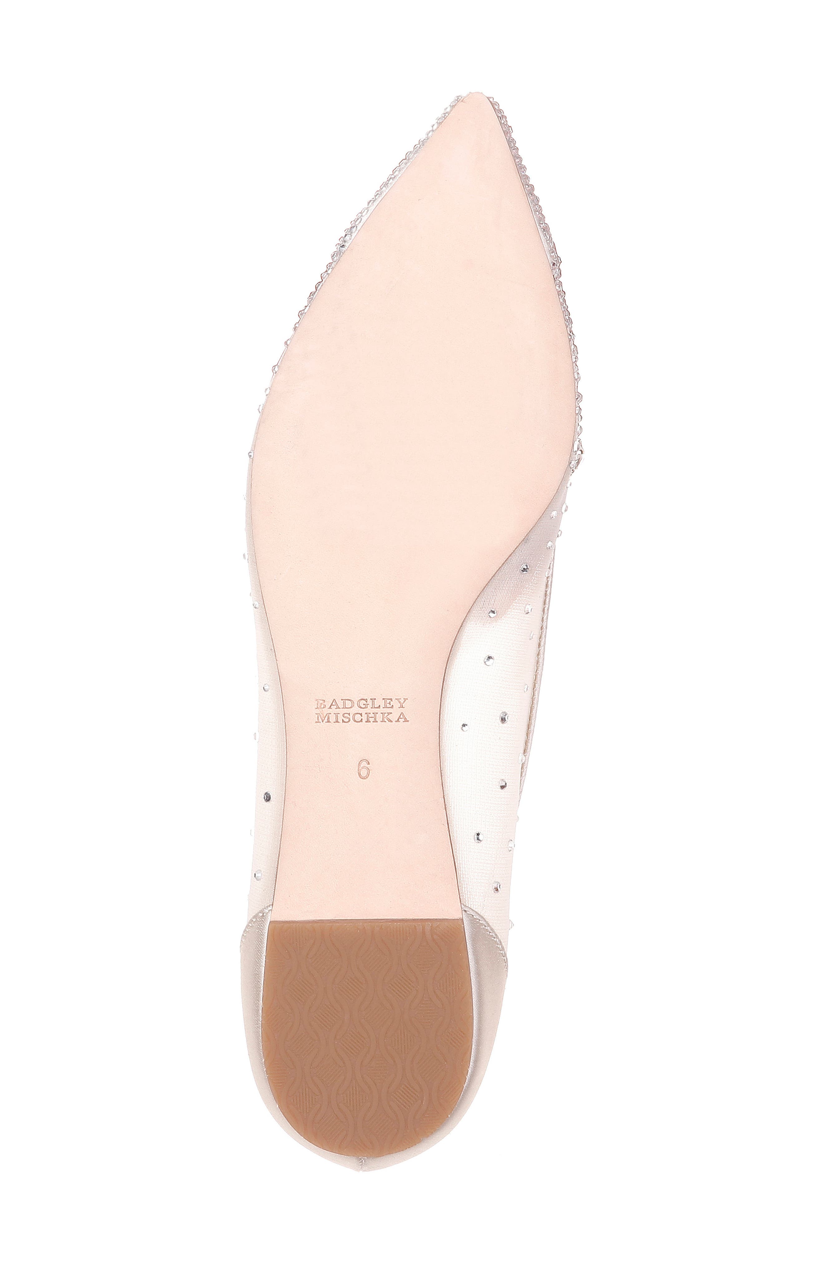 Quinn Embellished Pointed Toe Flat, Alternate, color, IVORY SATIN/ MESH