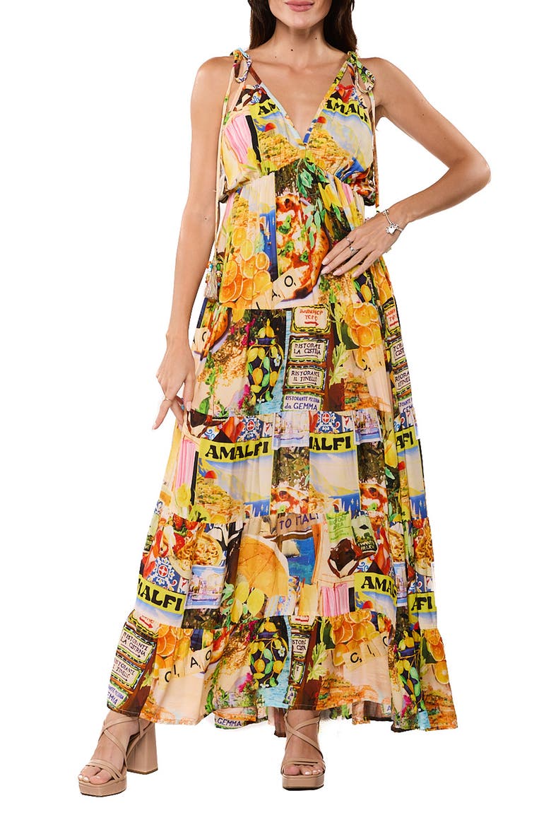 Print Maxi Dress, Alternate, color, MUSTARD