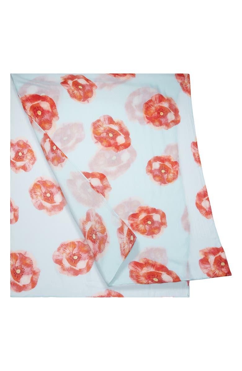 SAACHI Peony Motif Scarf, Alternate, color, Aqua