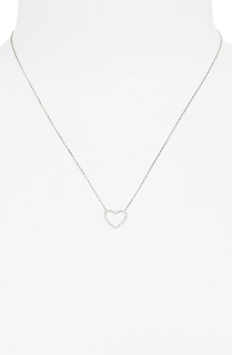 Bony Levy Rita Diamond Open Heart Pendant Necklace, Alternate, color, 18K White Gold
