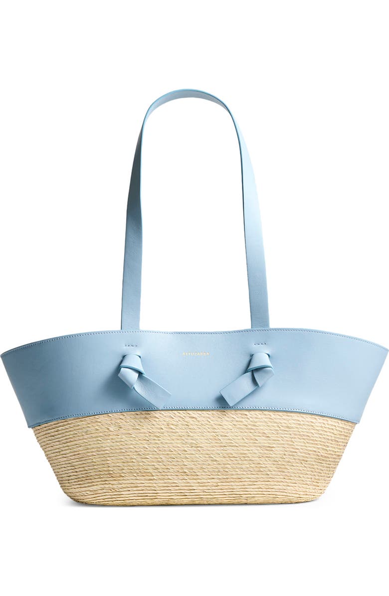 Altuzarra Knot Leather & Straw Basket Tote, Main, color, Danube