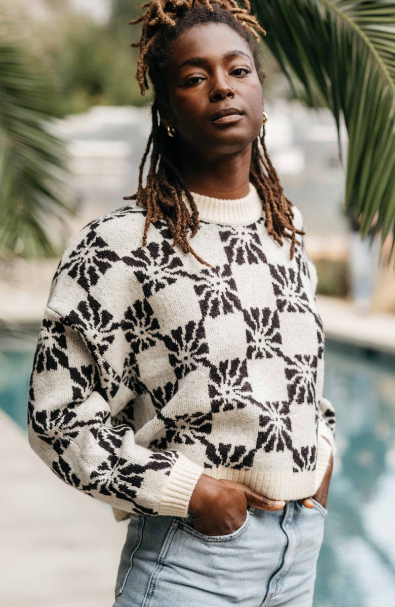 Billabong Beyond Basic Floral Crop Crewneck Sweater, Alternate, color, 