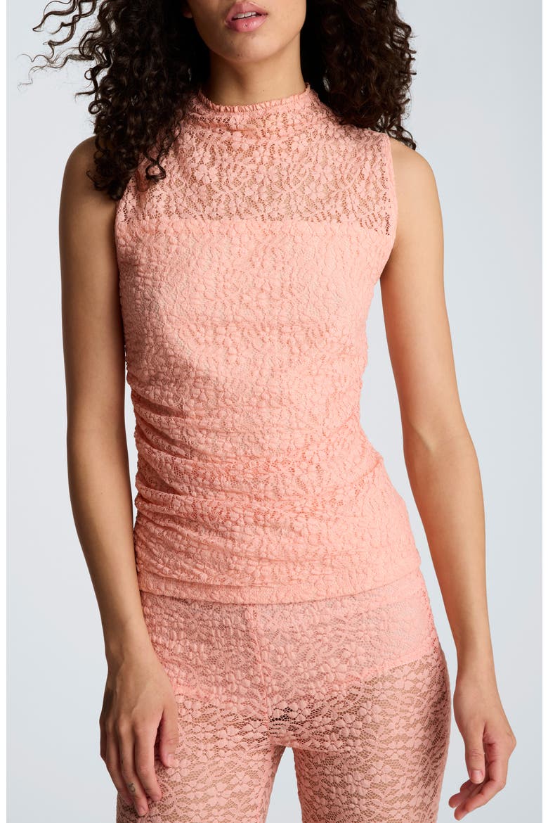 Stretch Lace Overlay Sleeveless Top, Main, color, SOFT PEACH