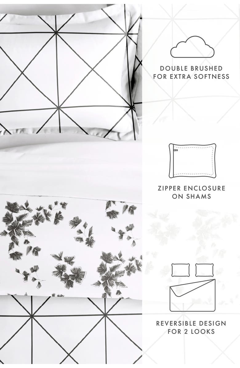 HOMESPUN Premium Ultra Soft 3-Piece Reversible Duvet Cover Set, Alternate, color, Gray