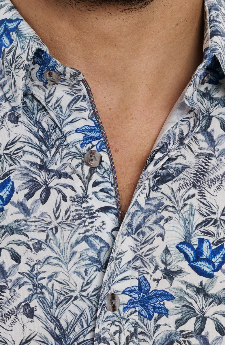 Robert Graham Leif Floral Knit Button-Up Shirt, Alternate, color, Blue