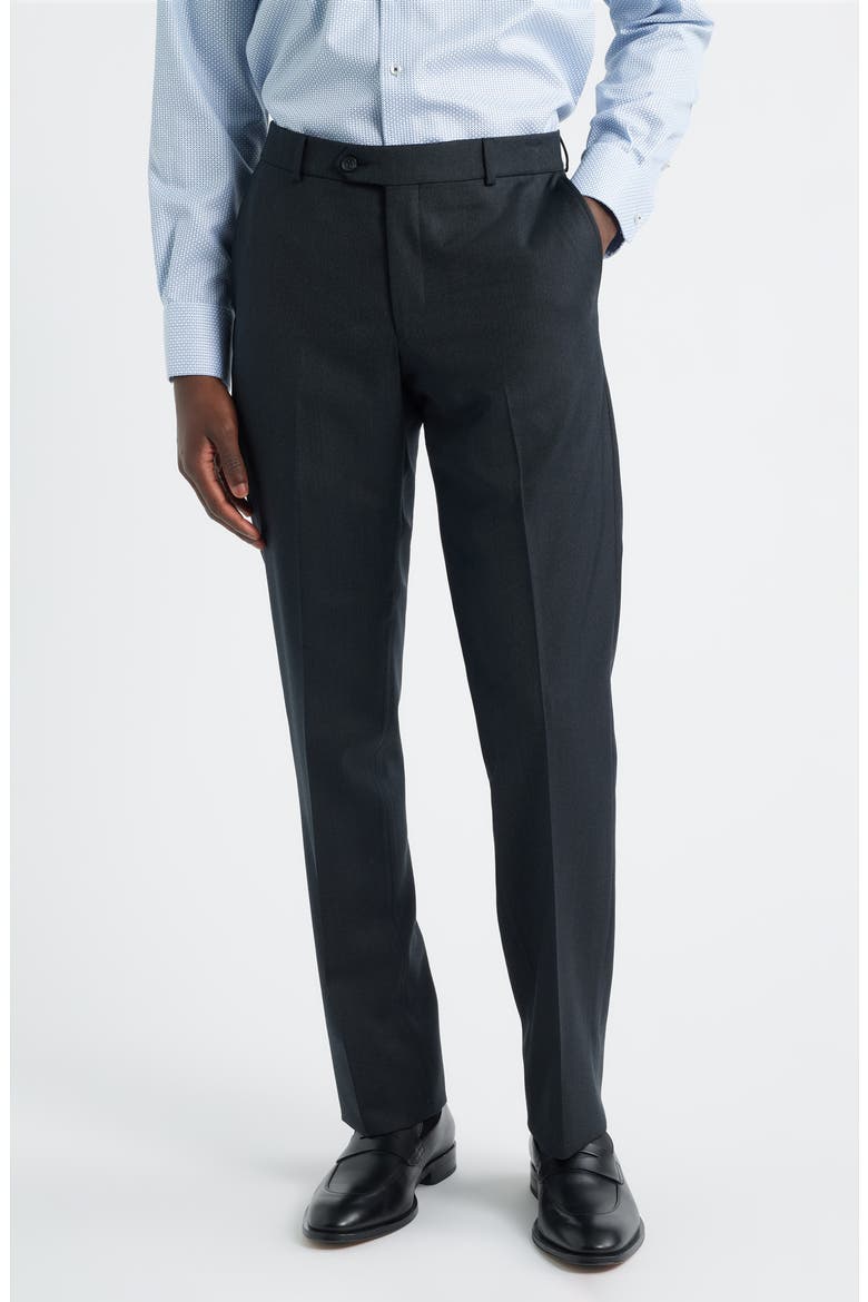 Flat Front Serge Twill Dress Pants, Main, color, CHAR GREY