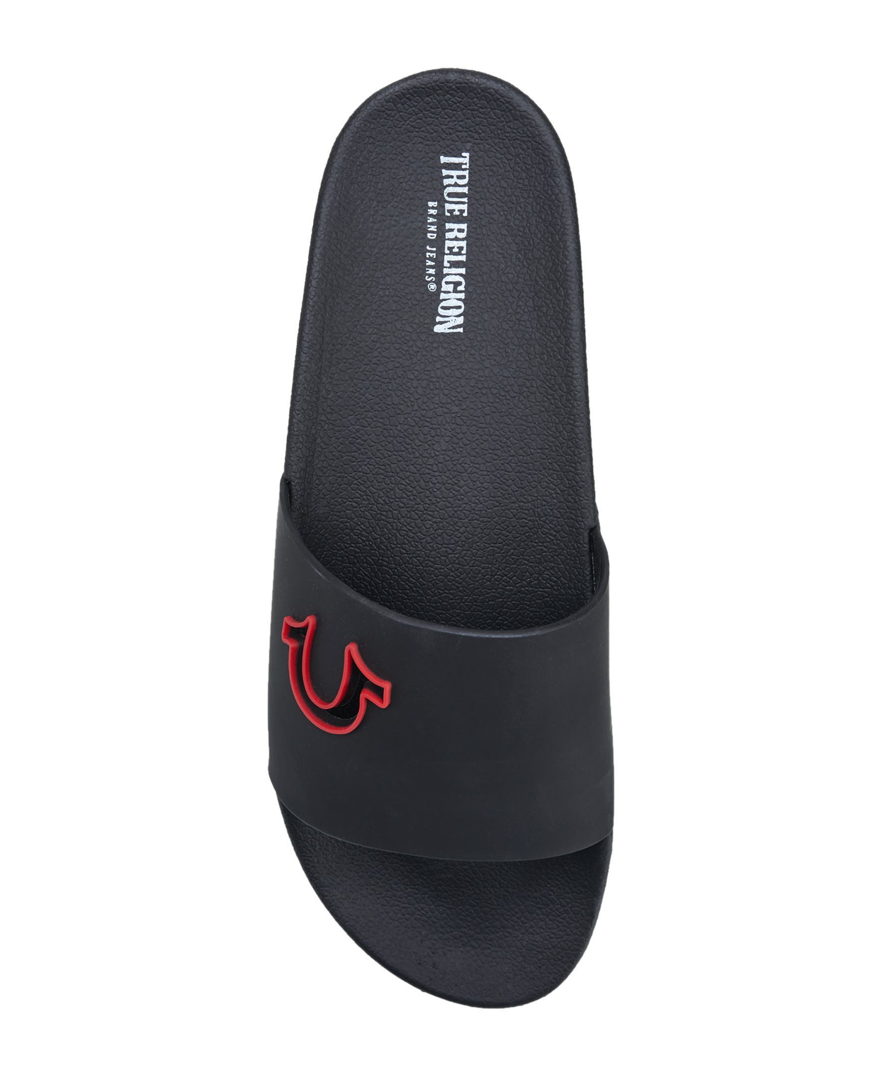 True Religion Russell Chopout Logo Slide, Alternate, color, Black