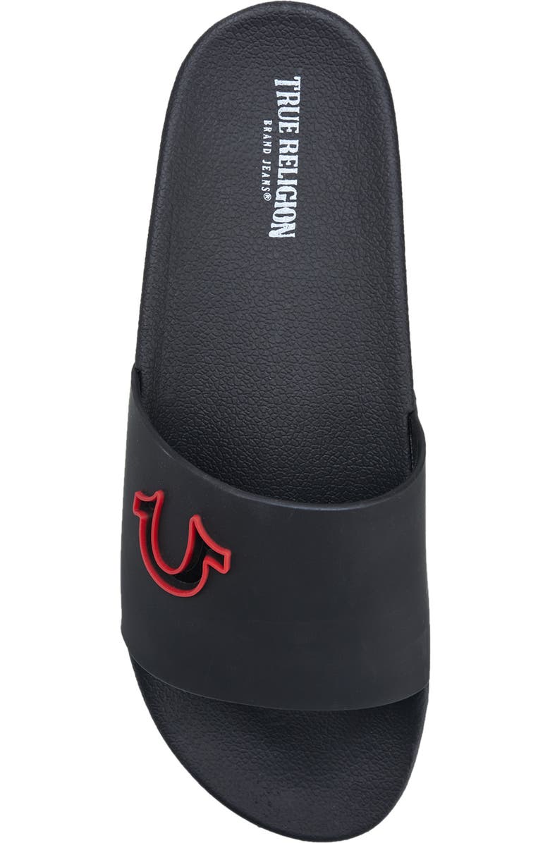 True Religion Russell Chopout Logo Slide, Alternate, color, Black