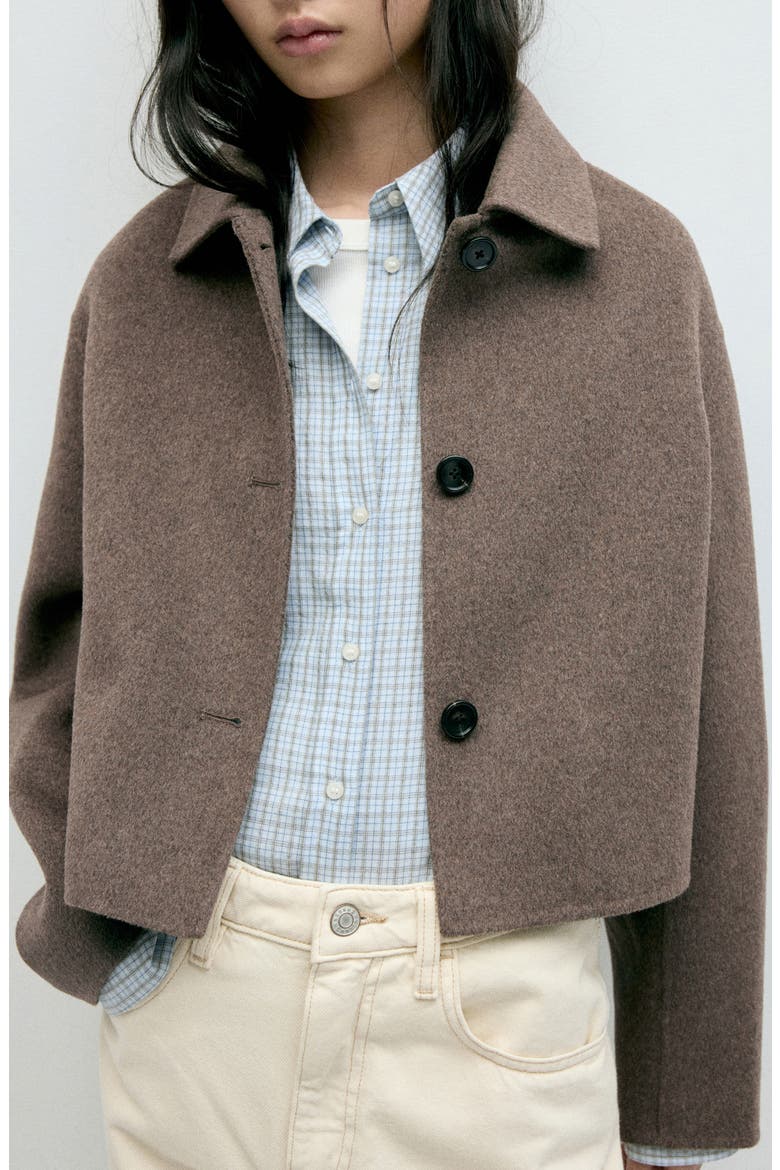 Alex Wool Blend Crop Jacket, Main, color, MEDIUM BROWN