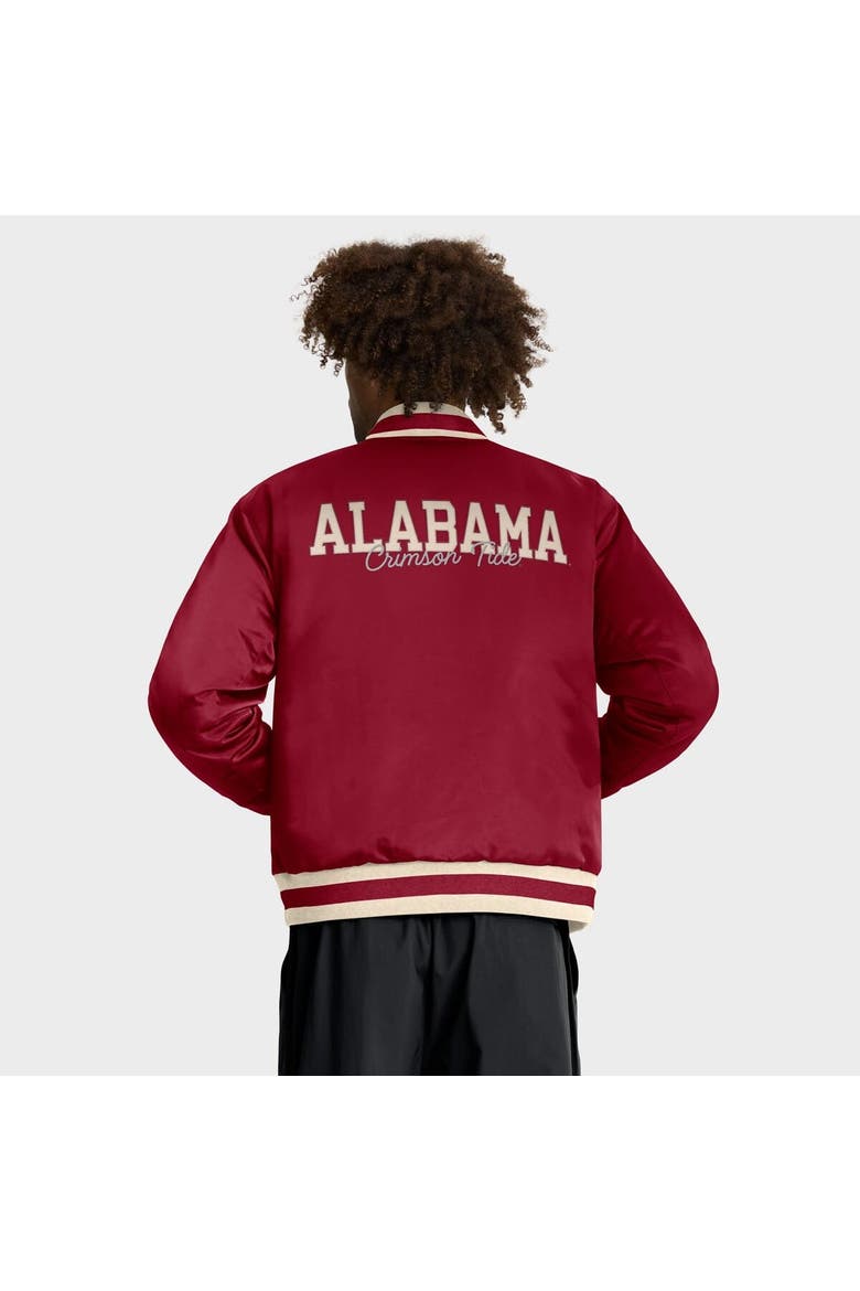 Men's Nike Crimson Alabama Crimson Tide Legacy Full-Snap Bomber Jacket, Alternate, color, Crimson