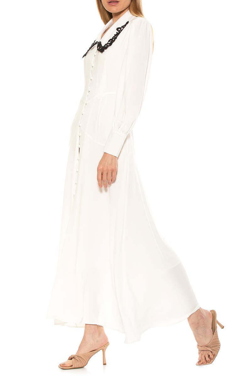Alexia Admor Lace Trim Collar Long Blouson Sleeve Maxi Dress, Alternate, color, 