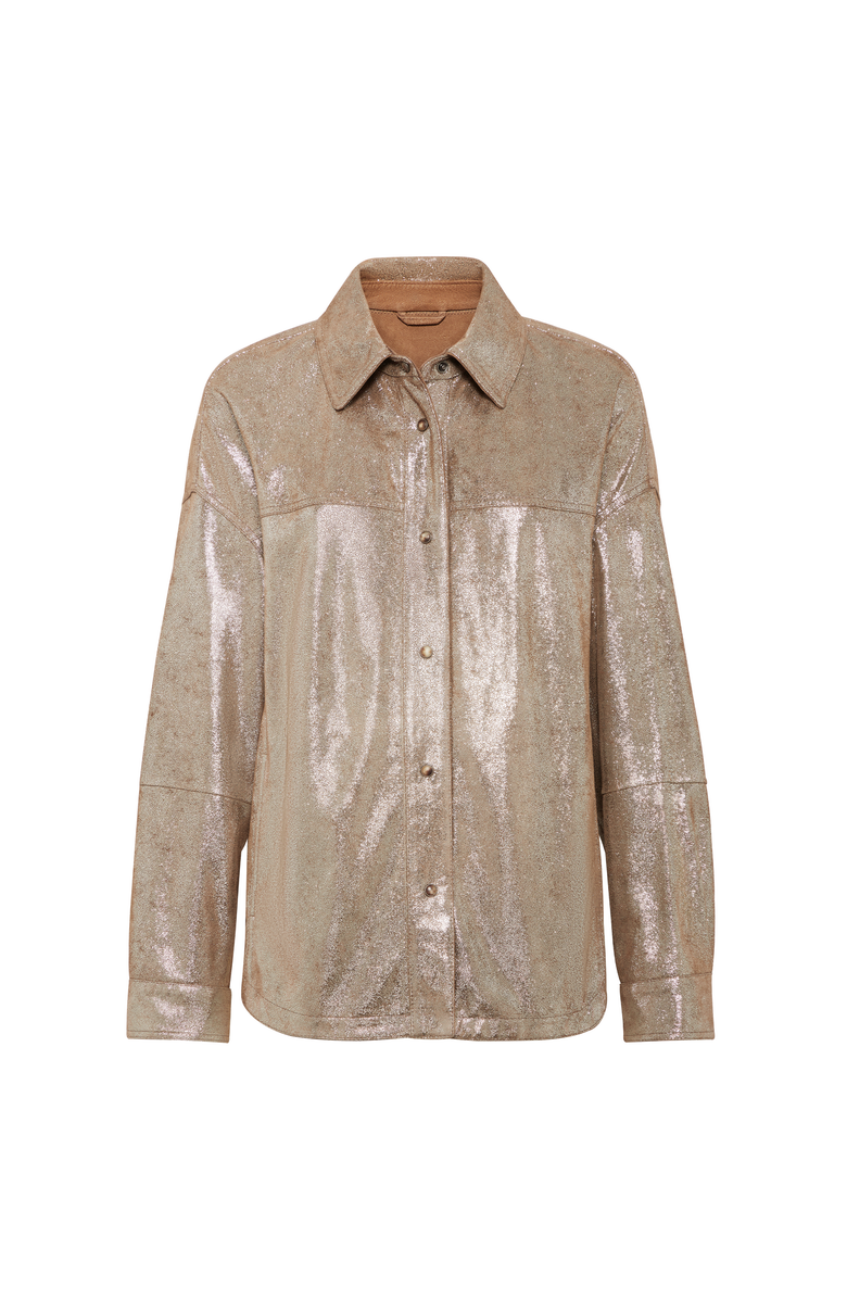 Brunello Cucinelli Lamé nappa shirt, Main, color, Silver