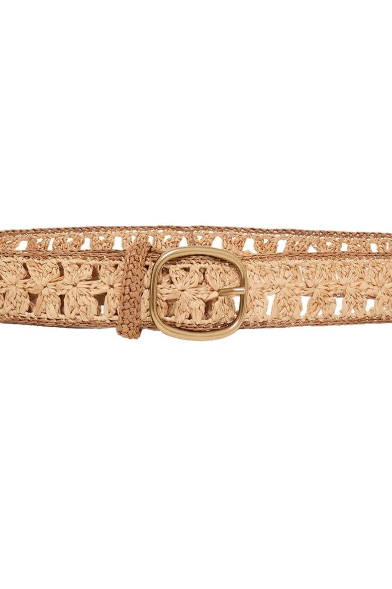 Paloma Floral Raffia Belt, Alternate, color, Natural